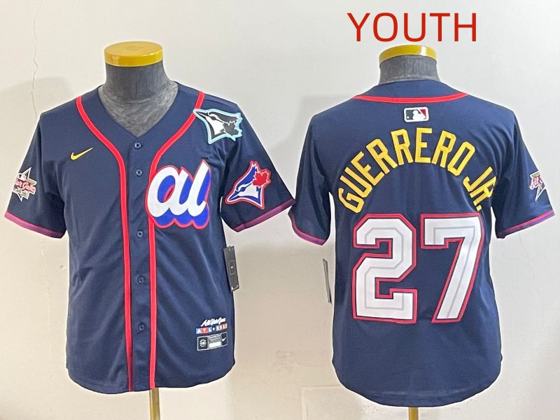 Youth 2025 Toronto Blue Jays #27 Guerrero jr Drak Blue All star Nike MLB Jersey style 3